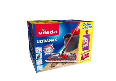 Vileda UltraMax Mop z wiaderkiem + płyn Ajax 1l