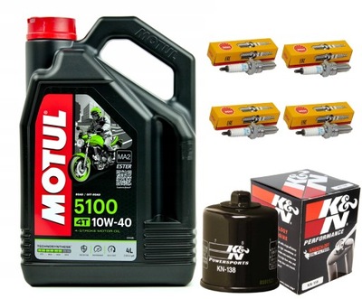 МАСЛО MOTUL + ФИЛЬТР KN-138 + СВЕЧИ NGK CR9E, SUZUKI GSX1300R, 99-07R. 