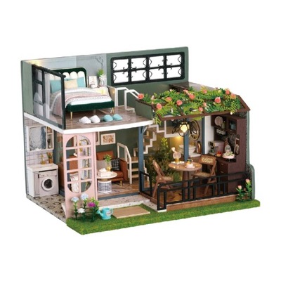 Niedokończony miniaturowy domek dla lalek DIY domek dla lalek