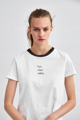 ZARA __ST1 KOSZULKA T-SHIRT NAPIS CIAO __S