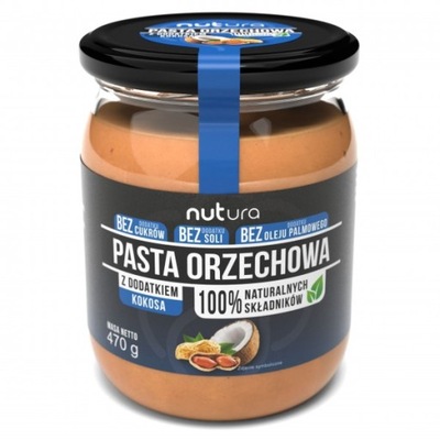 NUTURA PASTA ORZECHOWA Z KOKOSEM BEZGLUTENOWA 470g