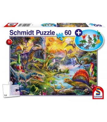 PUZZLE 60 EL - Dinozaury + zestaw figurek G3