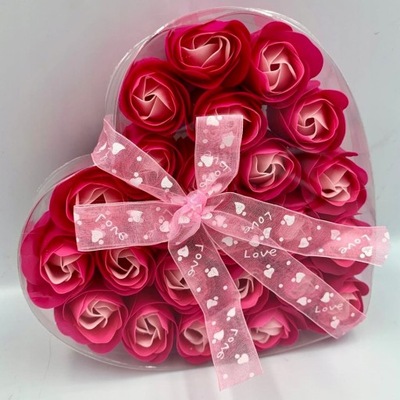 Flower box serce płatki mydlane na prezent Dzień Kobiet Babci Walentynki