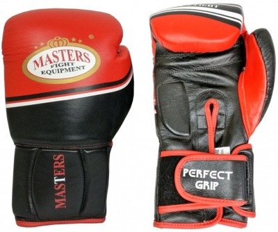 Rękawice bokserskie sparingowe skórzane Masters RBT-LF 18 oz czarno-czerwon