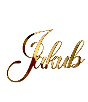 TOPPER DEKORACJA NA BOK TORTU IMIĘ zlote lustro 3D