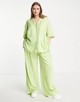 KOSZULA OVERSIZE PLUS SIZE GŁADKA ZIELONA 54 1XAK