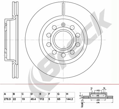 ДИСКИ ТОРМОЗНЫЕ ТОРМОЗНЫЕ BRECK BR 344 VA100