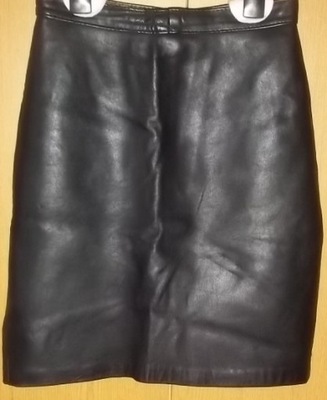 REAL LEATHER Spódnica czarna skóra naturalna M 38