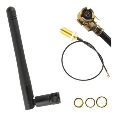 Antena WiFi 2.4GHz 3dBi łamana z przewodem ESP32 SMA + U.FL dookólna