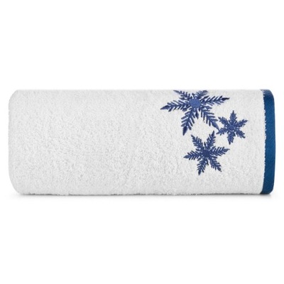 Biały ręcznik z świątecznym wzorem na bordiurze 70X140