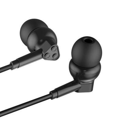 XO Słuchawki dokanałowe przewodowe z gumkami na kablu z mikrofonem czarne