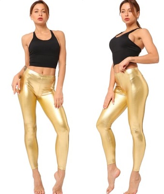 Legginsy LATEX spodnie getry ZŁOTY L1 3XL/46