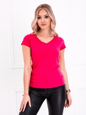T-shirt damski koszulka basic 100% bawełna 002SLR różowy XXL