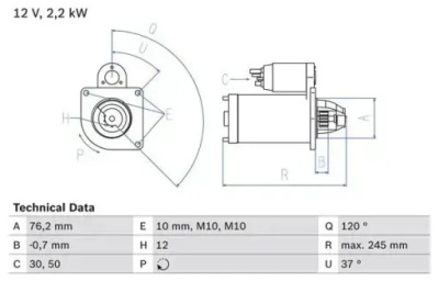 Стартер 986 025 370 bosch volvo c30 c70 s40 фото №1