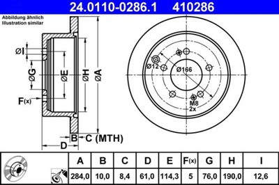 2X DISCO DE FRENADO HYUNDAI PARTE TRASERA IX35 10-/SANTA FE 01- 24.0110-0286.1  