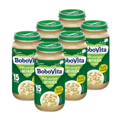 BoboVita Białe warzywa z indykiem w sosie 6x250 g