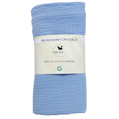 SwanStore Otulacz muślinowy GOTS 100x100cm blue