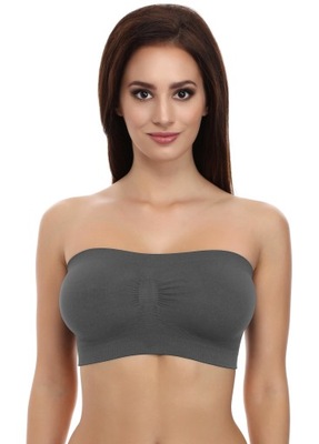 Top bandeau stanik opaska szary bez rękawów M/L