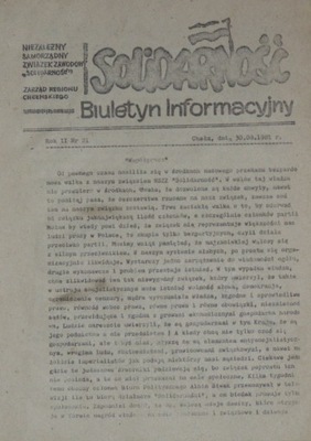 SOLIDARNOŚĆ nr 21, biuletyn inf. Chełm 1981