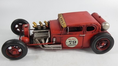 Metalowy model pojazd HOT ROD auto czerwony 31,5cm