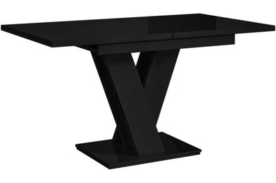 Stół rozkładany kuchenny 80 x 120 - 160 x 75 cm Czarny Połysk prostokątny