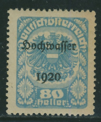 Austria 80 heller - Herb / Hochwasser 1920