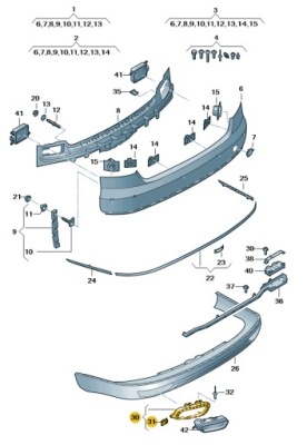 Element замикаючий кріпильний труба вихлопна w бампері задня audi a8 d4 права фото №1