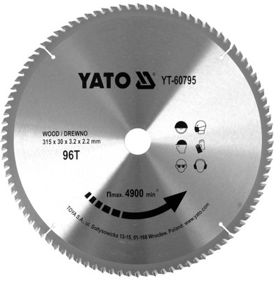 YATO TARCZA WIDIOWA DO DREWNA 315X96TX30MM