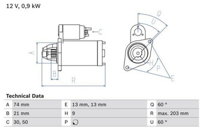 STARTERIS (12V, 0,9KW) TINKA DO: MINI (R50, R53), (R52) 1.6 06.01-07 