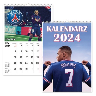 KALENDARZ ŚCIENNY NA ROK 2024 MBAPPE PIŁKA A3