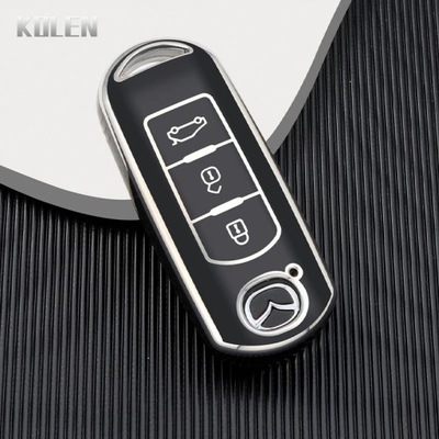 3 BOTÓN BLACKTPU CAR SMART KEY CASE COVER FOB FOB PARA MAZDA 2 3 6 ATENZA  