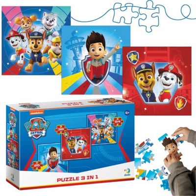 PUZZLE 3w1 PSI PATROL PAW PATROL TRZY UKŁADANKI W JEDNYM DLA NAJMŁODSZYCH