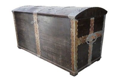 Kufer dębowy z Końca XVIII wieku antyk okuwany