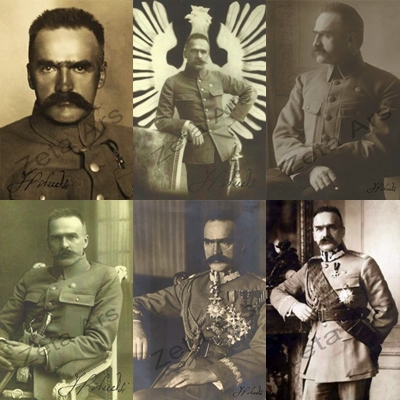 Piłsudski Józef Pocztówki Portrety 6 sztuk Reprint