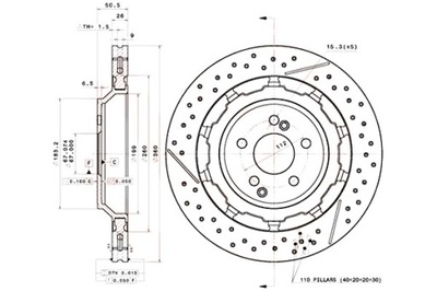 BREMBO ДИСКИ ТОРМОЗНЫЕ ТОРМОЗНЫЕ 2 ШТУКИ. ЗАД MERCEDES AMG GT C190 AMG GT R190