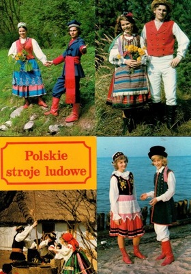 Pocztówka Polskie stroje ludowe