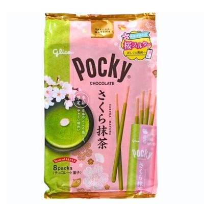 Glico JAPOŃSKIE Pocky o smaku Sakura z zieloną herbatą Matcha, 101.6g