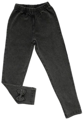 Spodnie legginsy ala jeans dekatyzowane czarne 104