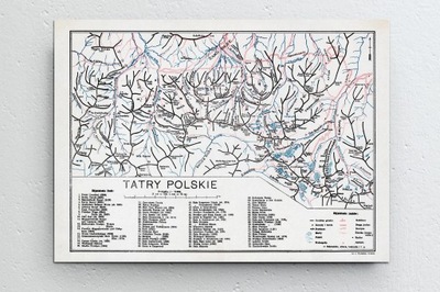 Mapa Tatr - Tatry Polskie - Pruszyński - 1914 - 30x21cm