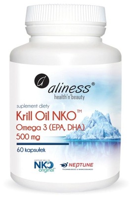 Aliness Krill Oil NKO OLEJ Z KRYLA 500mg KWASY OMEGA-3 SERCE 60kap