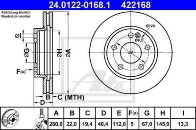 24.0122-0168.1 DISC HAM.PRZOD MERCEDES A W168 97-04  