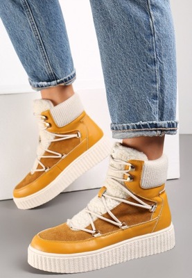 Born2Be Żółte Traperki damskie 36 Zima