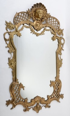 Piękne złote lustro z twarzą mosiądz Hiszp.1651