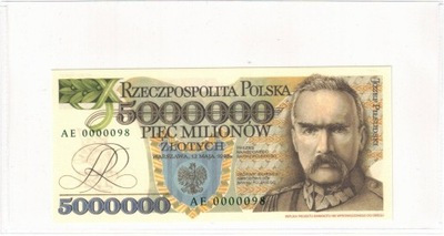 5 000 000 zł 1995 Piłsudski - AE 0000098 NISKI NR