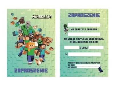 Komplet Zaproszenie typu Minecraft 2