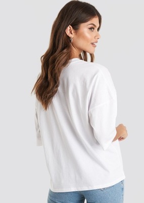 NA-KD BIAŁY T-SHIRT OVERESIZE EU M