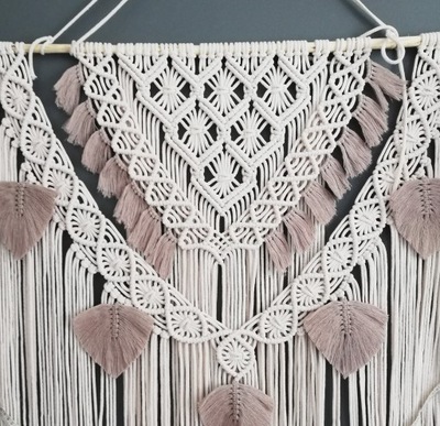 makrama xxl duża boho piórka handmade