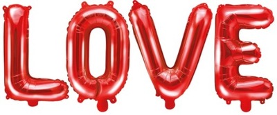 Balon Foliowy Napis LOVE Czerwony Walentynki Miłość Rocznica 140x35cm