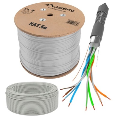 KABEL PRZEWÓD LAN SIECIOWY LAN SKRĘTKA RJ45 FTP KAT.6A DRUT 20M LANBERG