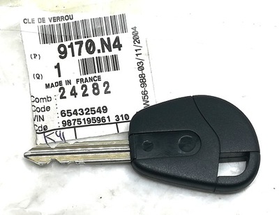 Ключ peugeot partner citroen berlingo 9170n4 оригинальный номер фото №1